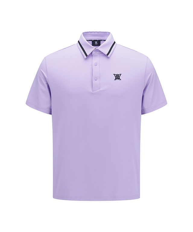 ANEW Golf Men Back Triangular Point Short T-Shirt in lavender color, showcasing its unique triangular back design.